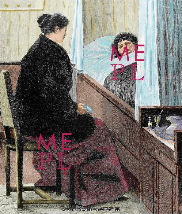  : Visiting a sick woman. Colored engraving