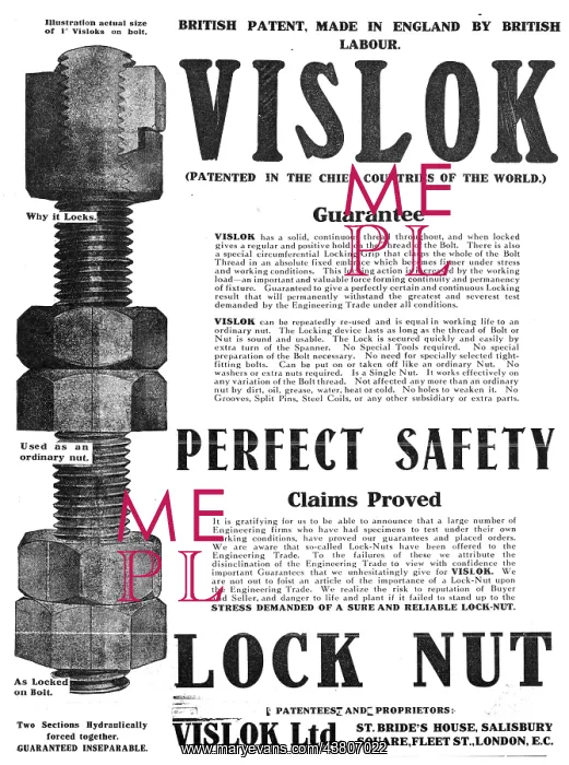  : Vislok Saafety Lock Nuts