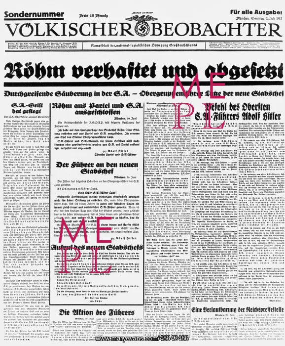 : The Voelkischer Beobachter on the Roehm-Putsch, 1934 : The Voelkischer Beobachter on the Roehm-Putsch, 1934