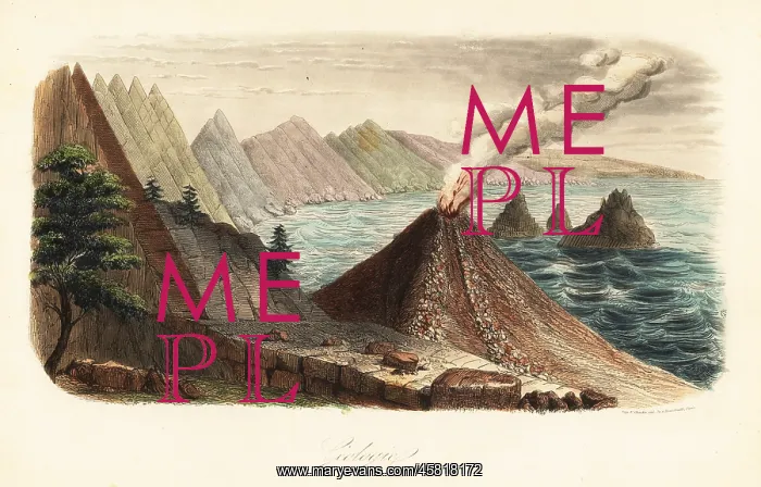 : Volcano, mountains and basalt pillars : Volcano, mountains and basalt pillars