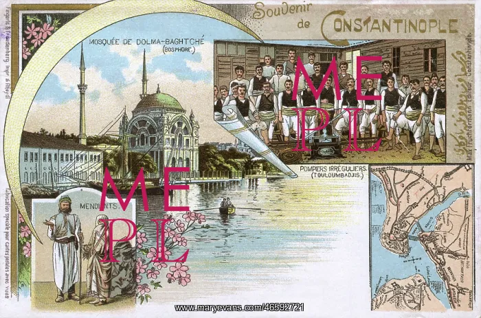 : Volunteer Fire Brigade, Ortakoy Mosque, Beggars and Map : Volunteer Fire Brigade, Ortakoy Mosque, Beggars and Map