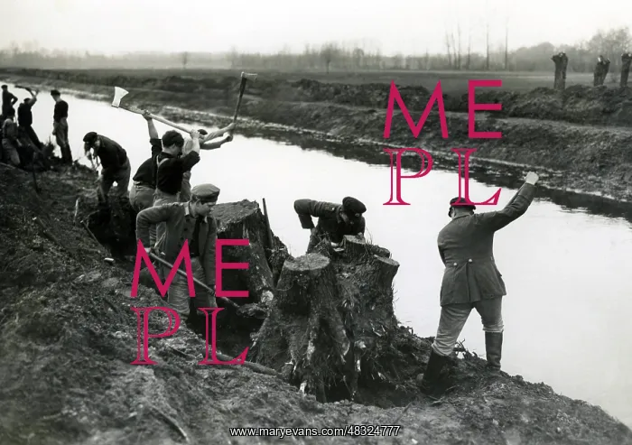 : Volunteers working on dewatering in Stuedenitz, around the : Volunteers working on dewatering in Stuedenitz, around the