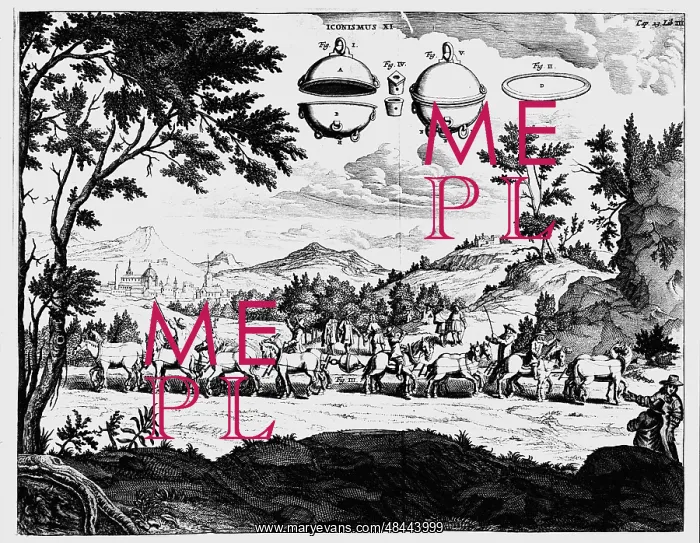 : Von Guericke's demonstration of power of vacuum : Von Guericke's demonstration of power of vacuum
