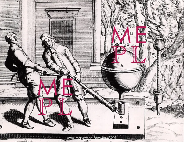 : Von Guericke's second air pump, used to exhaust : Von Guericke's second air pump, used to exhaust