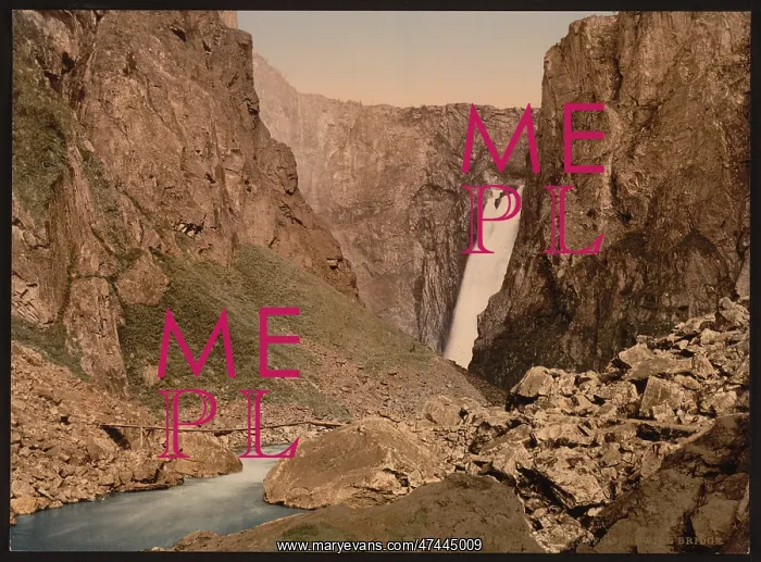 : Vorinfos (i.e. Voringsfoss) with bridge, Hardanger Fjord, N : Vorinfos (i.e. Voringsfoss) with bridge, Hardanger Fjord, N