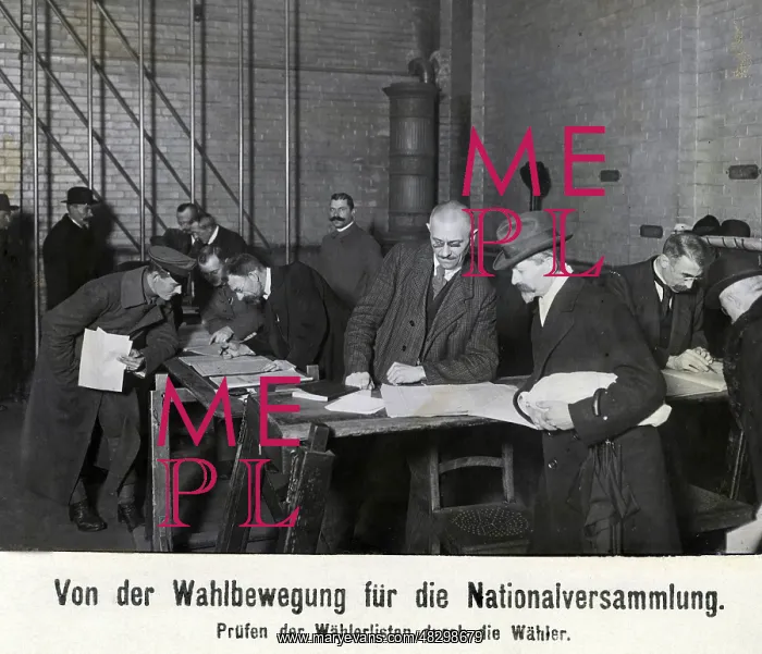 : Voters checking the electoral lists, 1919 : Voters checking the electoral lists, 1919