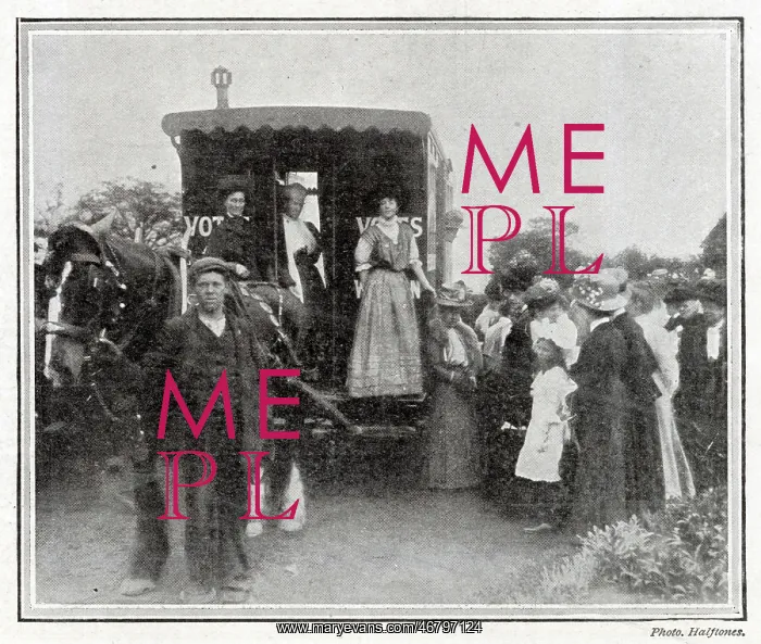 : Votes for Women - Suffragists Touring Van 1908 : Votes for Women - Suffragists Touring Van 1908