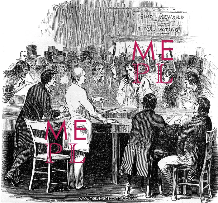 : Voting station during the elections in the USA, 1845 : Voting station during the elections in the USA, 1845