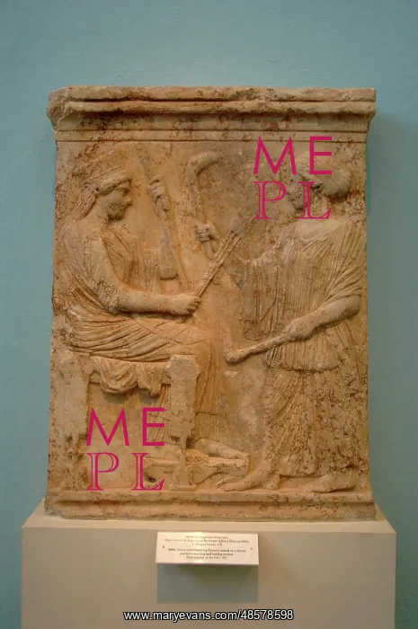: Votive relief representing Demeter and kore. V century B.C : Votive relief representing Demeter and kore. V century B.C