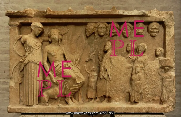 : Votive stele depicting a sacrificial procession to Dionysus : Votive stele depicting a sacrificial procession to Dionysus