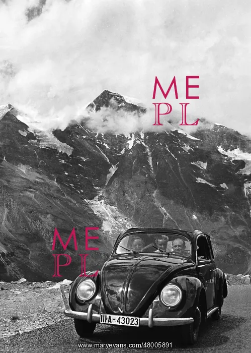 : VW Beetle in front of the Grossglockner, 1939 : VW Beetle in front of the Grossglockner, 1939
