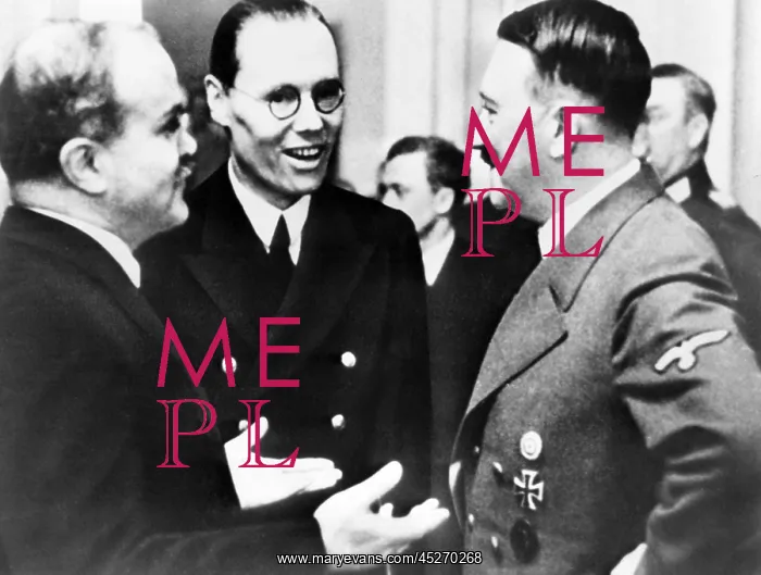 : Vyacheslav Molotov speaks to Adolf Hitler and with : Vyacheslav Molotov speaks to Adolf Hitler and with