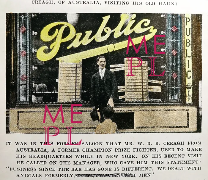  : W D B Creagh, boxer, prohibition message, probably 1920s