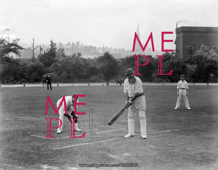  : W G Grace. William Gilbert Grace playing cricket at Chesterfield, 10 August 1904