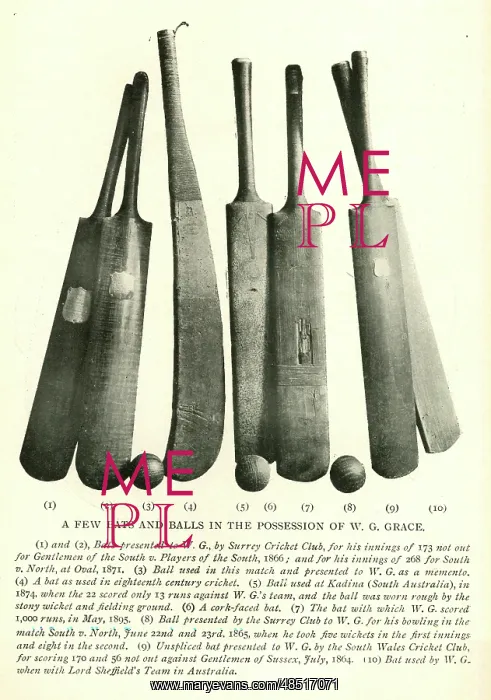 : W G Grace, some of his cricket bats and balls : W G Grace, some of his cricket bats and balls