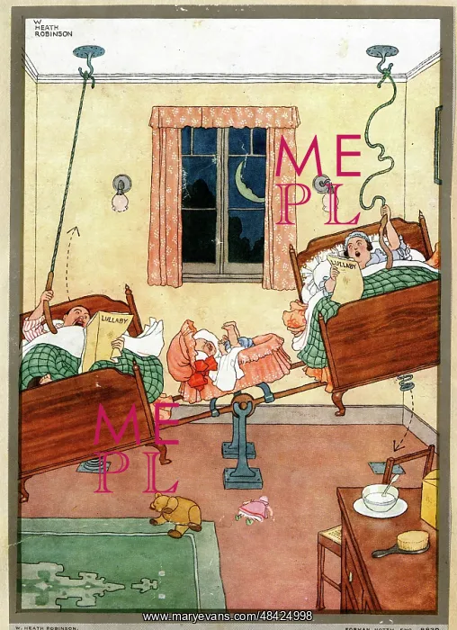 : W Heath Robinson - The Lullaby Bed : W Heath Robinson - The Lullaby Bed