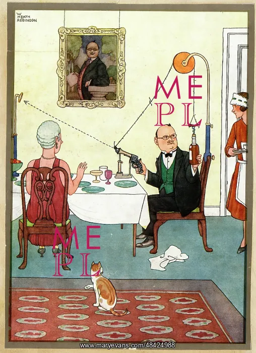  : W Heath Robinson - Opening the Wine Bottle