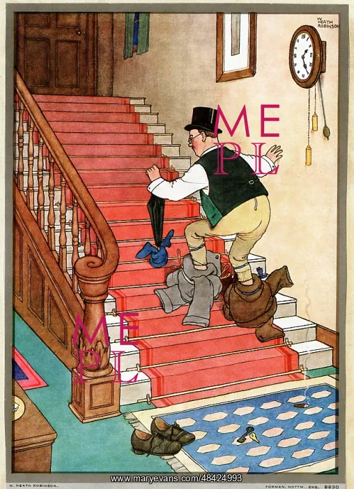 : W Heath Robinson - Precautions to Muffle Footsteps : W Heath Robinson - Precautions to Muffle Footsteps