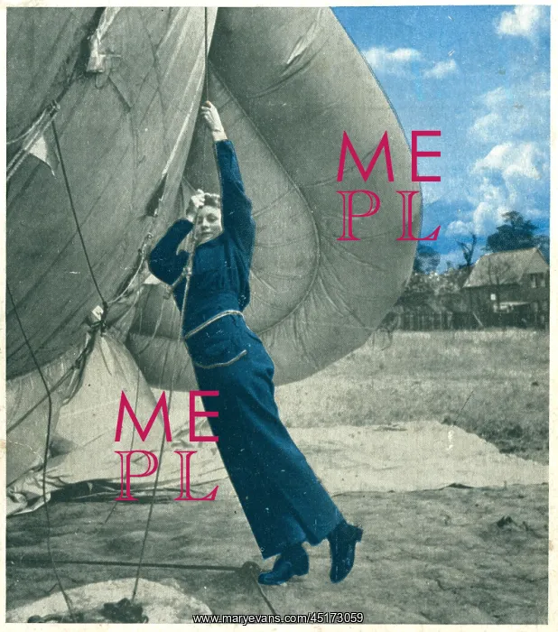 : W.A.A.F. Lady Holding Onto Balloon : W.A.A.F. Lady Holding Onto Balloon