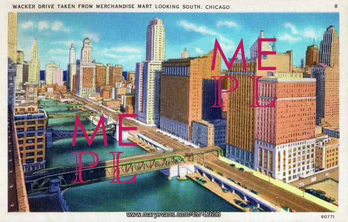 : Wacker Drive from Merchandise Mart looking South - Chicago : Wacker Drive from Merchandise Mart looking South - Chicago