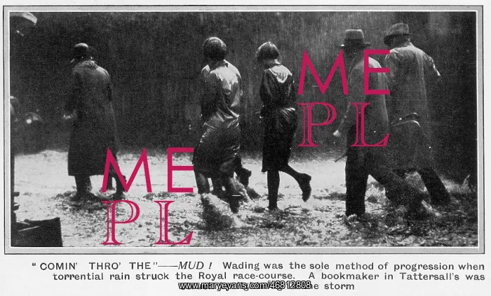 : Wading through the rain at Royal Ascot, 1930 : Wading through the rain at Royal Ascot, 1930