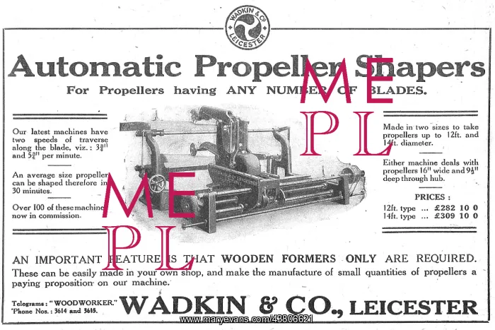: Wadkin Automatic Propeller Shaping Machines : Wadkin Automatic Propeller Shaping Machines