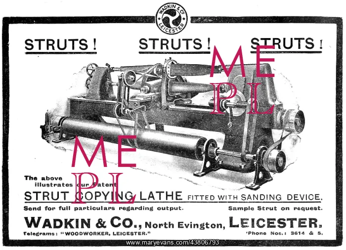: Wadkin Strut Copying Lathe 1919 : Wadkin Strut Copying Lathe 1919