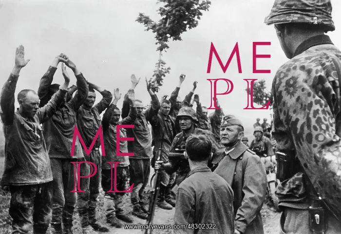 : Waffen-SS with Russian prisoners, 1941 : Waffen-SS with Russian prisoners, 1941