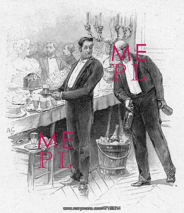 : WAITER HIDES WINES 1894 : WAITER HIDES WINES 1894