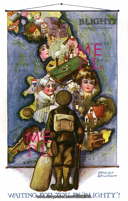 : Waiting for You in Blighty - WW1 postcard : Waiting for You in Blighty - WW1 postcard