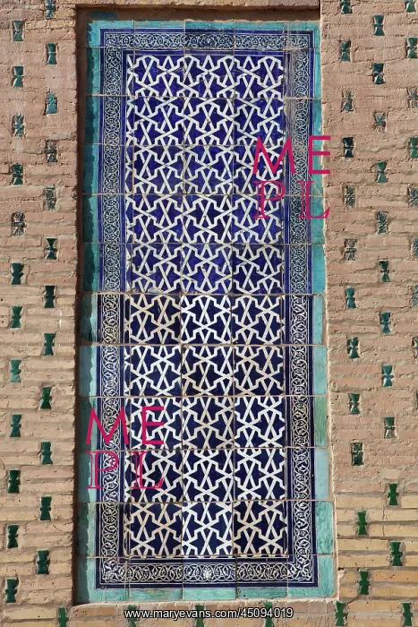 : Khiva. Detail of wall decoration in the courtyard of the Harem : Khiva. Detail of wall decoration in the courtyard of the Harem