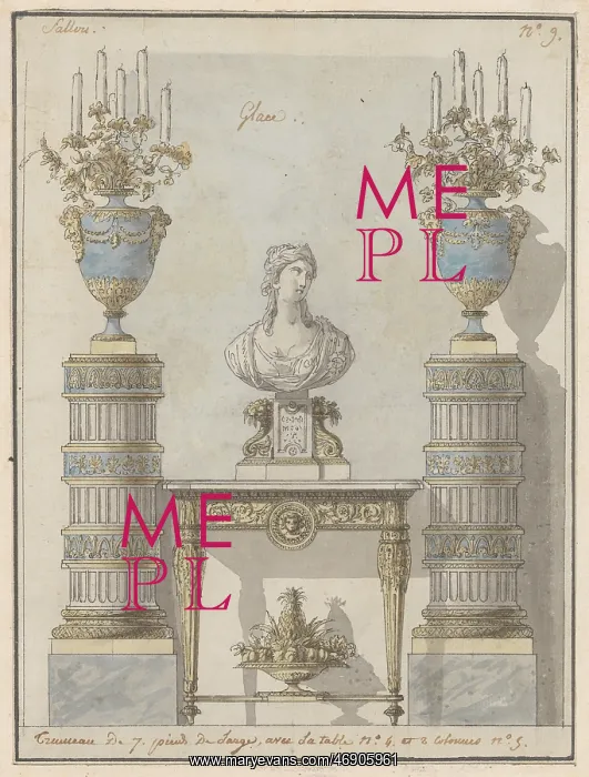 : Wall Elevation for a Salon, ca. 1780, Pen and : Wall Elevation for a Salon, ca. 1780, Pen and
