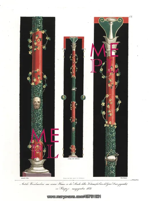 : Wall paintings of decorated columns from Pompeii : Wall paintings of decorated columns from Pompeii