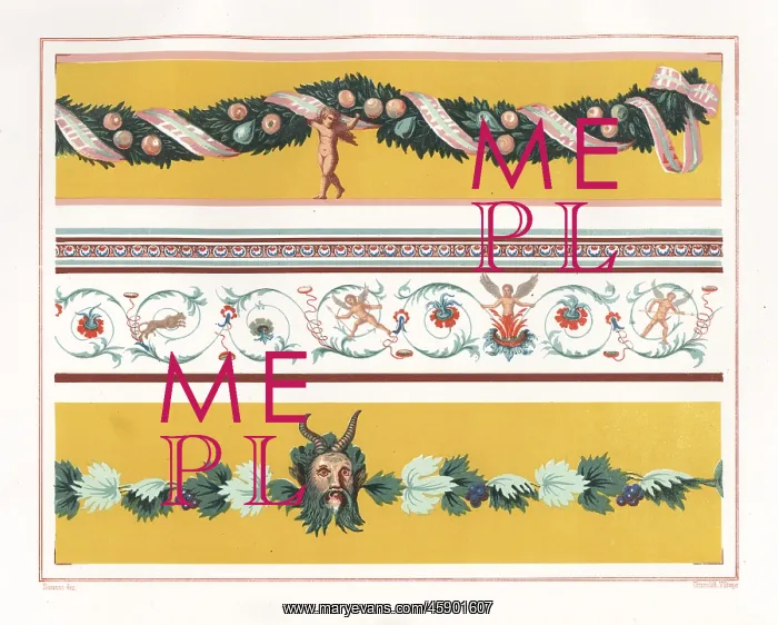 : Wall paintings of foliage, fruit, festoons, cupids and Pan : Wall paintings of foliage, fruit, festoons, cupids and Pan