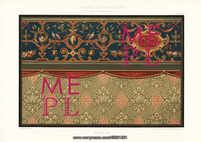 : Wall pattern painted by C. Lange, Berlin, 1883 : Wall pattern painted by C. Lange, Berlin, 1883