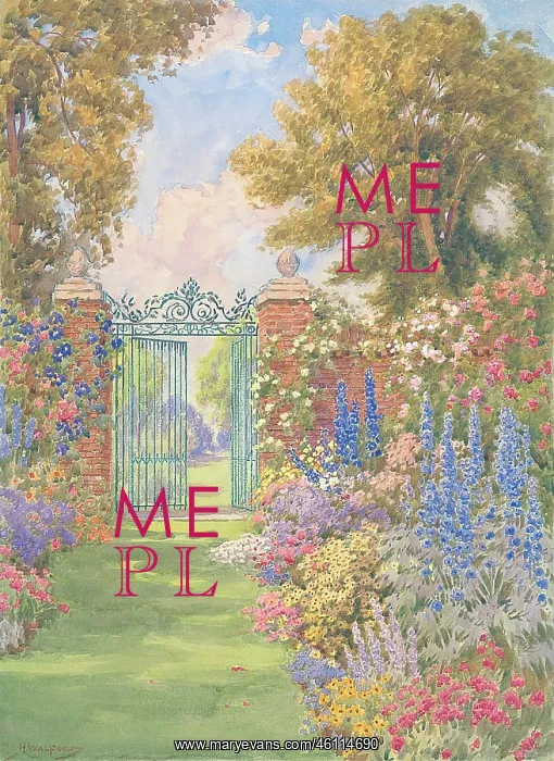 : Walled garden with flower borders and gates : Walled garden with flower borders and gates
