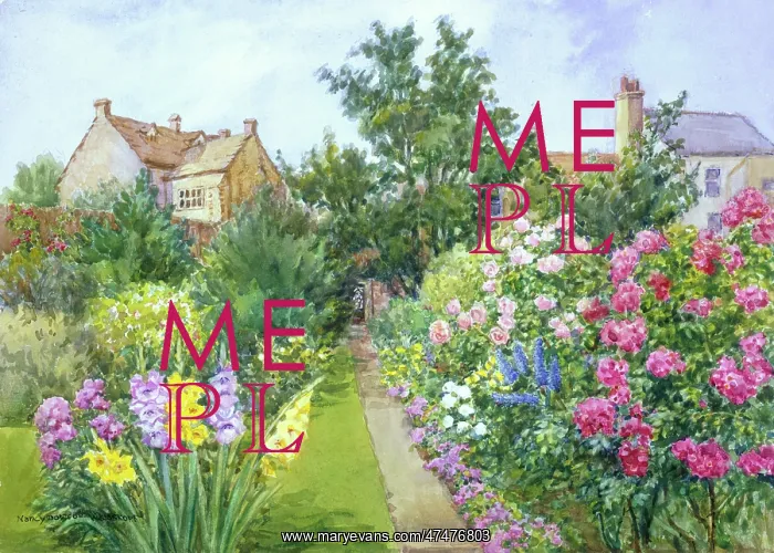: Walled Garden ' with pink roses etc : Walled Garden ' with pink roses etc