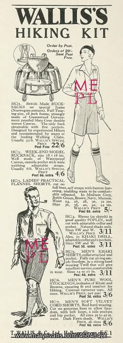 : WALLIS'S HIKING KIT AD : WALLIS'S HIKING KIT AD