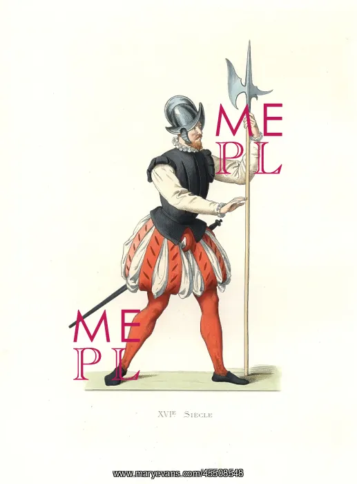 : Walloon soldier, 16th century, in a morion : Walloon soldier, 16th century, in a morion