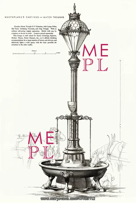 : Walter MacFarlane, Lamp Pillar with Circular Water Trough : Walter MacFarlane, Lamp Pillar with Circular Water Trough