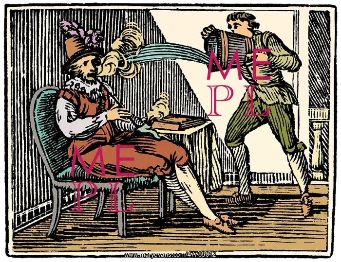 : Walter Raleigh Doused by Servant, 16th Century : Walter Raleigh Doused by Servant, 16th Century