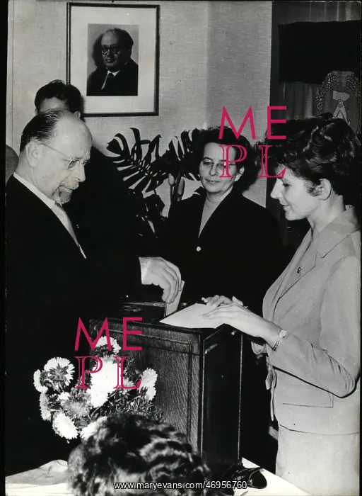 : Walter Ulbricht voting in elections, East Germany : Walter Ulbricht voting in elections, East Germany