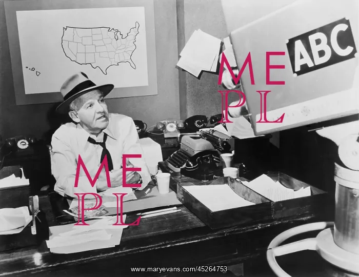 : Walter Winchell, during the television broadcast : Walter Winchell, during the television broadcast
