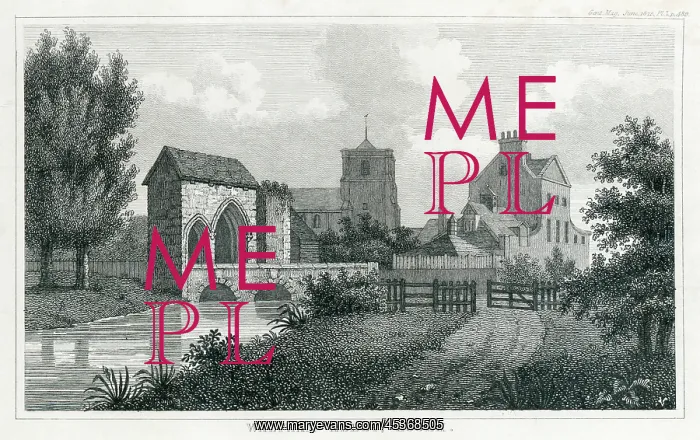 : Waltham Abbey Gatehouse engraving : Waltham Abbey Gatehouse engraving