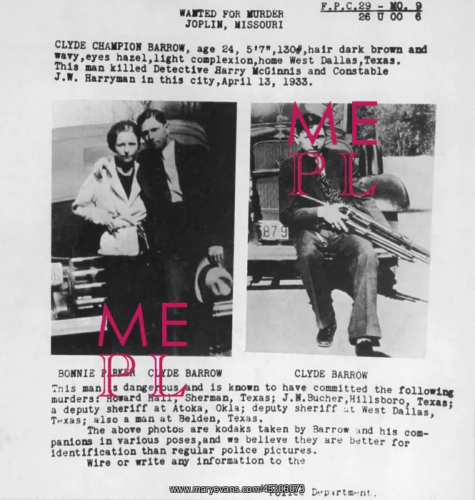 : A wanted poster for Bonnie and Clyde used ? : A wanted poster for Bonnie and Clyde used ?