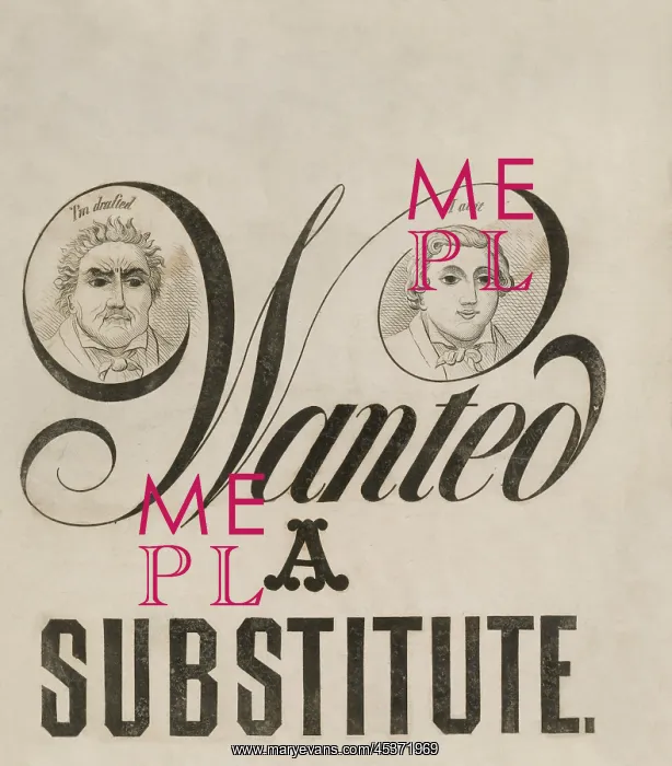 : WANTED A SUBSTITUTE is a 1863 sheet music : WANTED A SUBSTITUTE is a 1863 sheet music