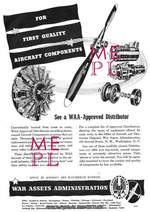 : War Assets Administration - Governments Surplus Equipment : War Assets Administration - Governments Surplus Equipment