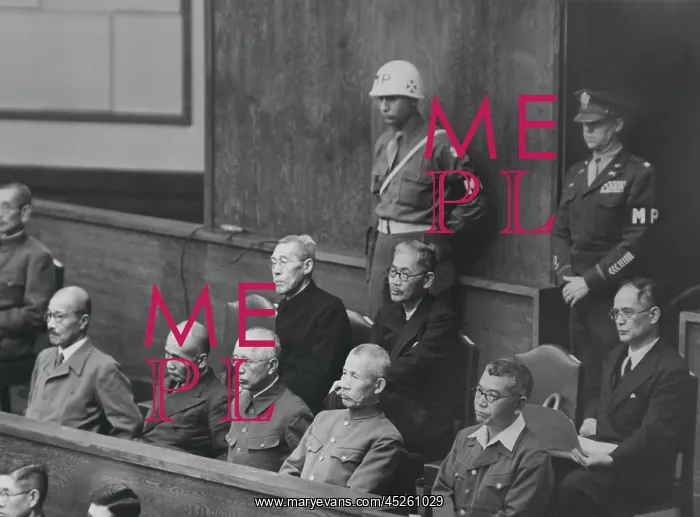: War crimes defendants in the dock at the Tokyo : War crimes defendants in the dock at the Tokyo