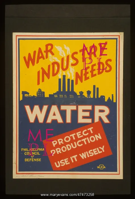 : War industry needs water Protect production : Use it wisely : War industry needs water Protect production : Use it wisely