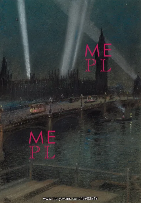 : War Searchlights over Westminster Bridge, WW1 : War Searchlights over Westminster Bridge, WW1